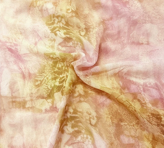 Watercolor Floral V-Neck Long-Sleeve Maxi Dress, pink peach watercolor, garment detail