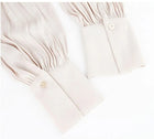 Champagne High-Neck Pleated Evening Maxi Dress - garment detail