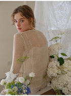 French Openwork Tie-Front Lyocell Linen Knit Cardigan