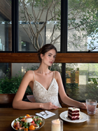 Ivory Floral Lace Spaghetti Strap Maxi Dress - Ivory