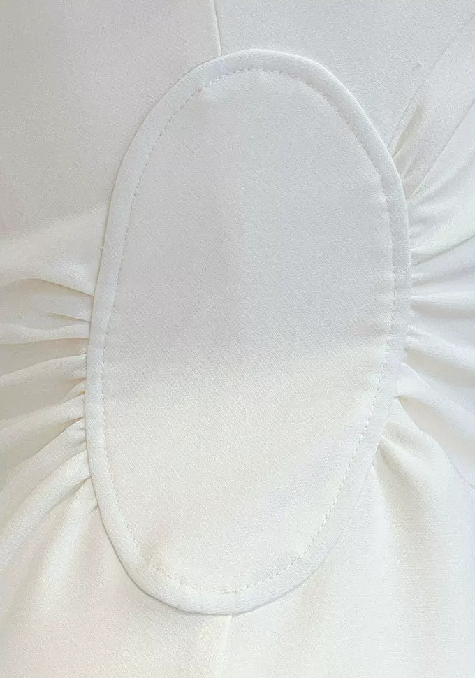 Ivory Square-Neck Long-Sleeve Evening Dress - garment detail