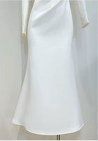 Ivory Square-Neck Long-Sleeve Evening Dress - garment detail