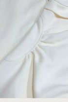 Ivory Square-Neck Long-Sleeve Evening Dress - garment detail