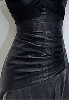 Black Off-Shoulder Ruffle Mermaid Evening Dress - garment detail