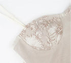 Champagne Floral-Detail Strappy Evening Dress - garment detail
