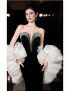 Black Strapless Mermaid Evening Gown - Black