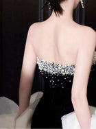 Black Strapless Mermaid Evening Gown - garment detail