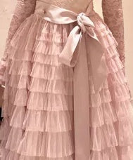Pink Off-Shoulder Lace Tiered Party Maxi Dress - garment detail