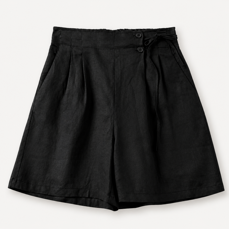 Coral Tie Waist Linen Short