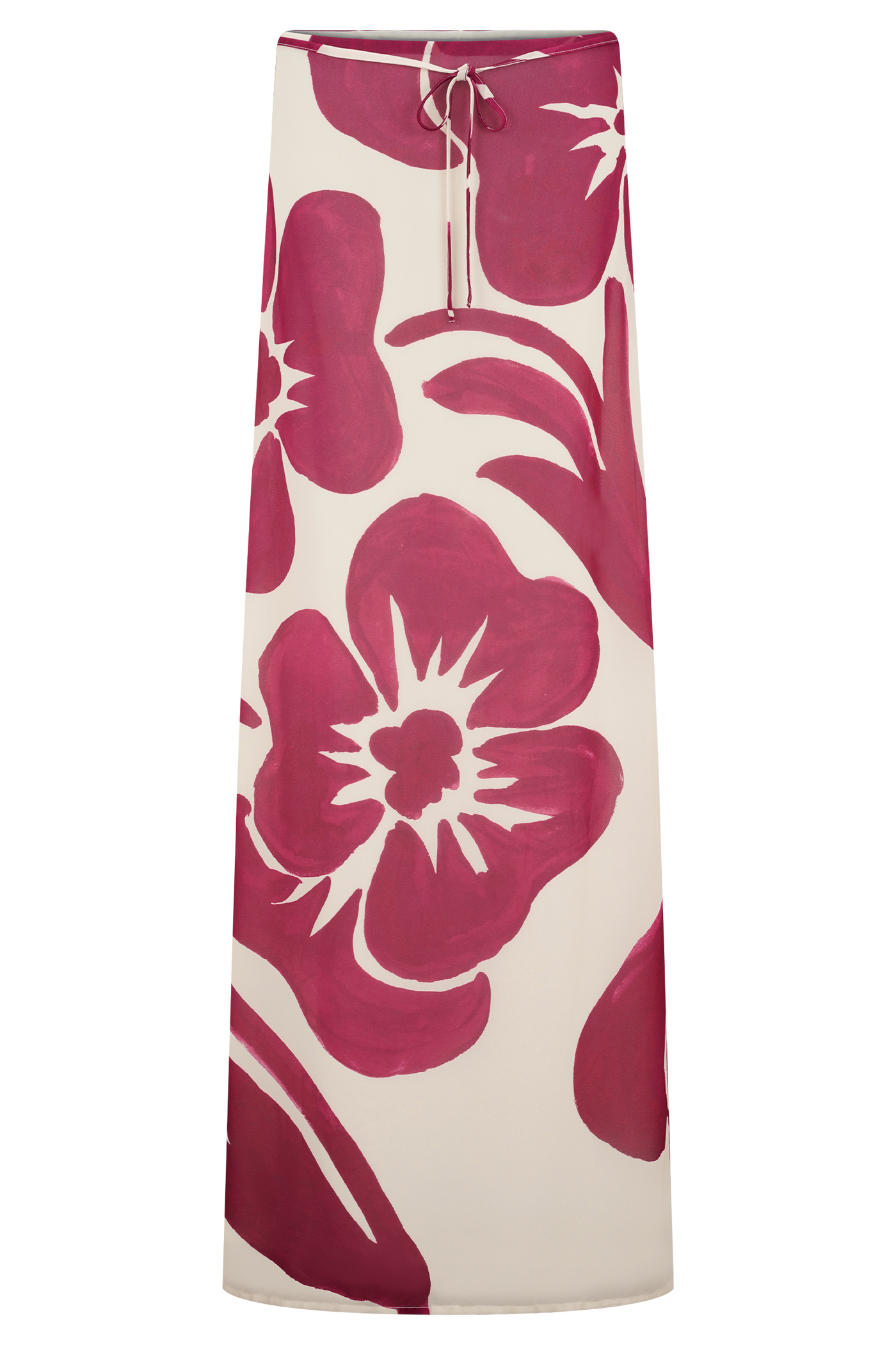 Katalina Chiffon Maxi Skirt - Red Deco Fleur Print