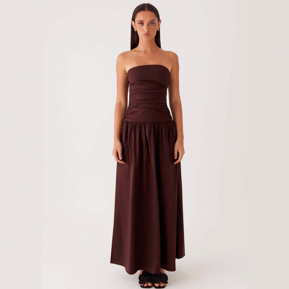 Strapless Ruched Maxi Evening Dress