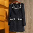 Women's Square-Neck Long-Sleeve Evening Dress