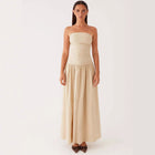 Strapless Ruched Maxi Evening Dress