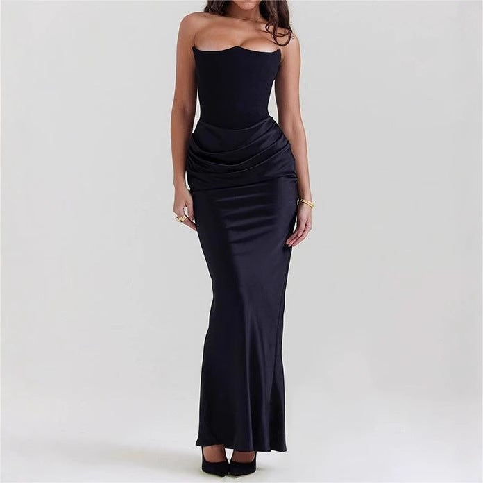 Women's Strapless Evening Dress with Open Back