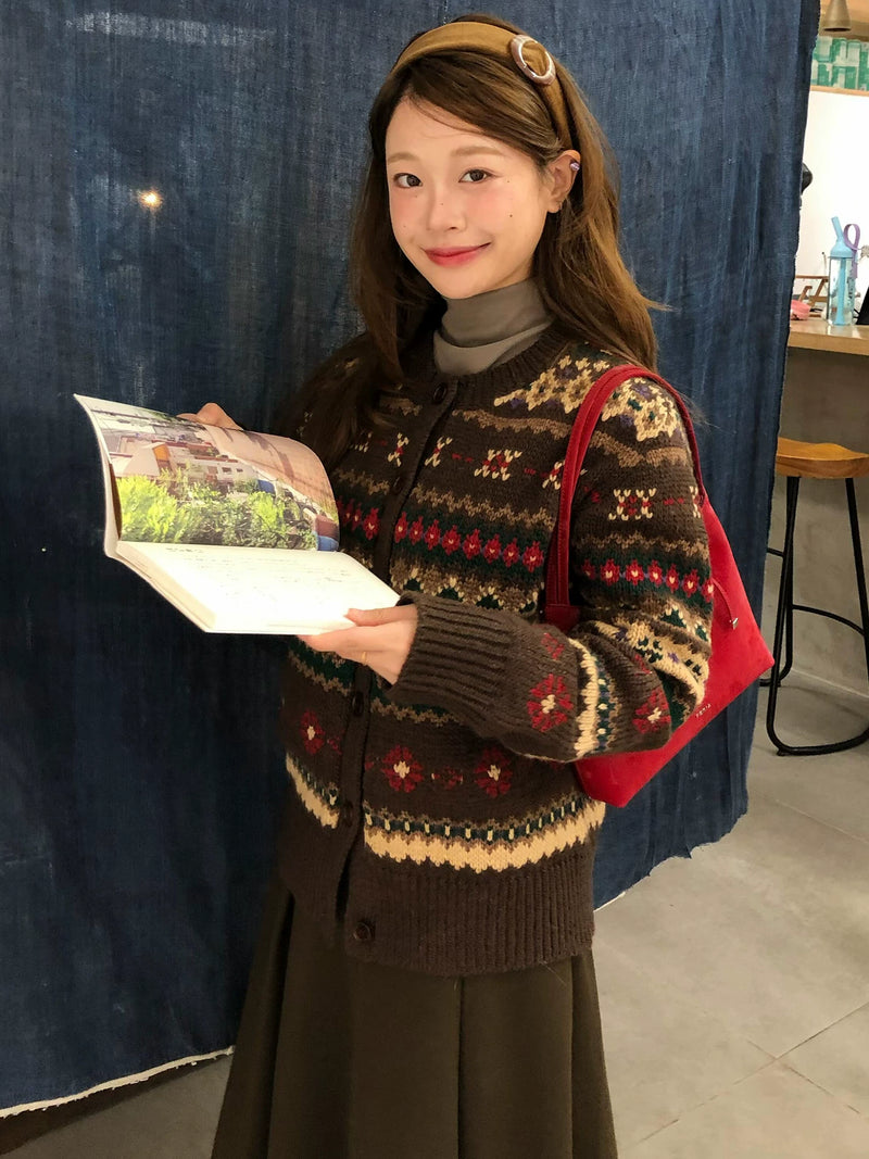 法式复古费尔岛毛衣外套女早春新款可外穿内搭宽松高级感气质开衫