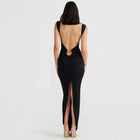 Women's V-Neck Evening Dress with Open Back