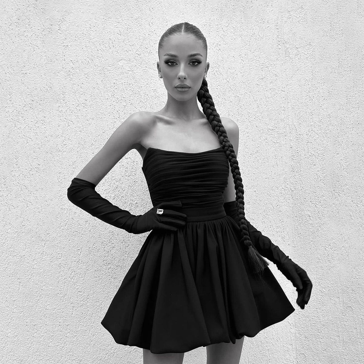 Women's Strapless Ruched A-Line Mini Cocktail Dress