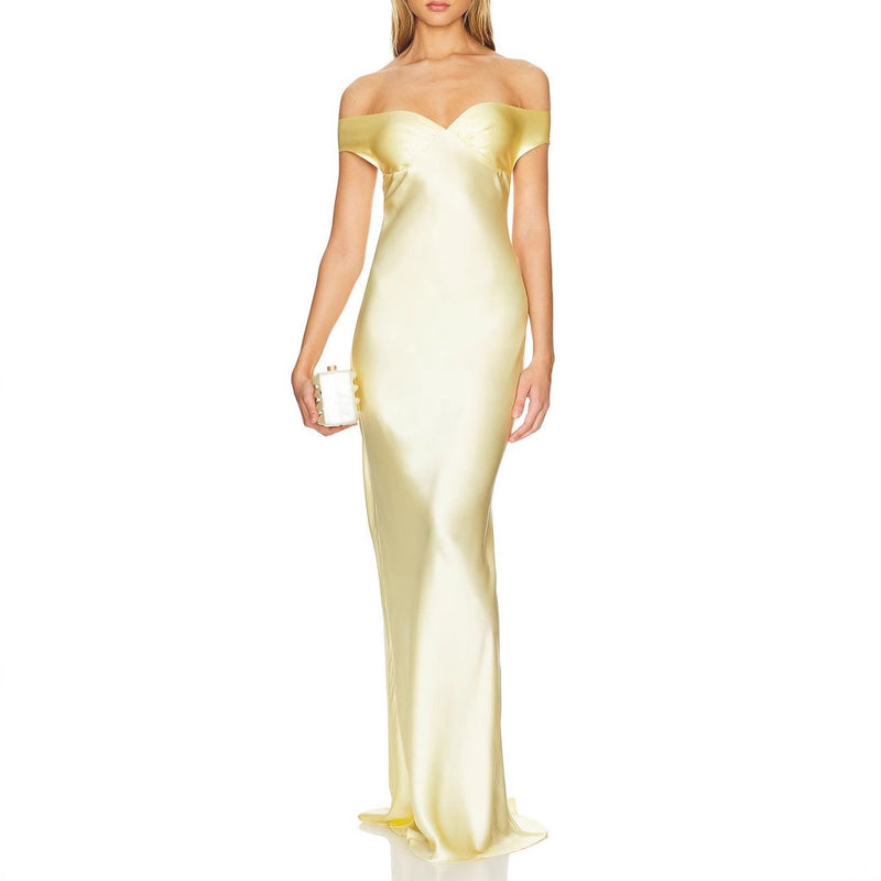 Women's Satin Off-Shoulder Mermaid Evening Gown