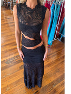 Women's Mermaid Evening Dress - Black Lace Set