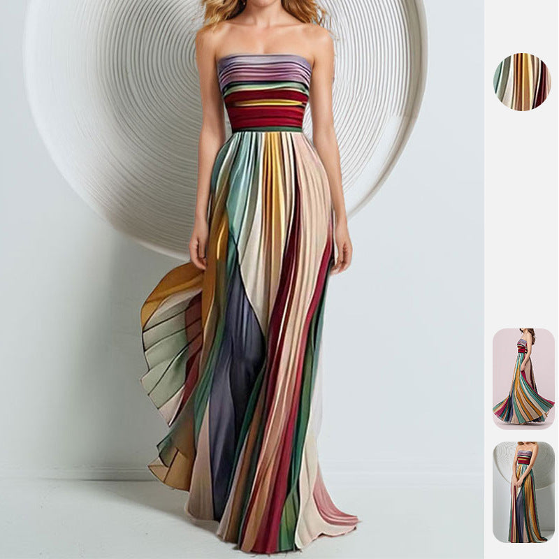 Women's Strapless Floral Maxi Evening Dress
