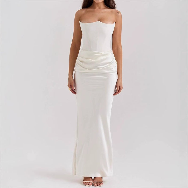 Women's Strapless Evening Dress with Open Back