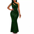 Women's One-Shoulder Sequin Mermaid Evening Gown