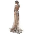 Women's Lace Long-Sleeve Open-Back Wedding Gown