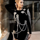 Women's Round-Neck Long-Sleeve Bandage Evening Dress