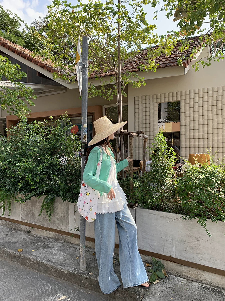 馨帮帮  手工钩花边针织开衫女温柔风软糯多巴胺百搭外搭毛衣外套