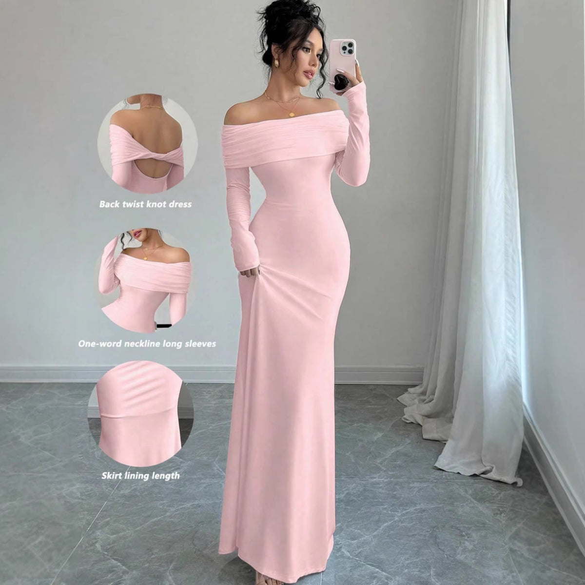 Women's Long-Sleeve Maxi Evening Dress