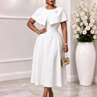 Women's Round-Neck A-Line Midi Evening Dress