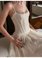Floral Lace Corset A Line Maxi Dress - detail or back view