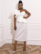 Women's Ruffle-Trim Off-Shoulder Bodycon Evening Dress