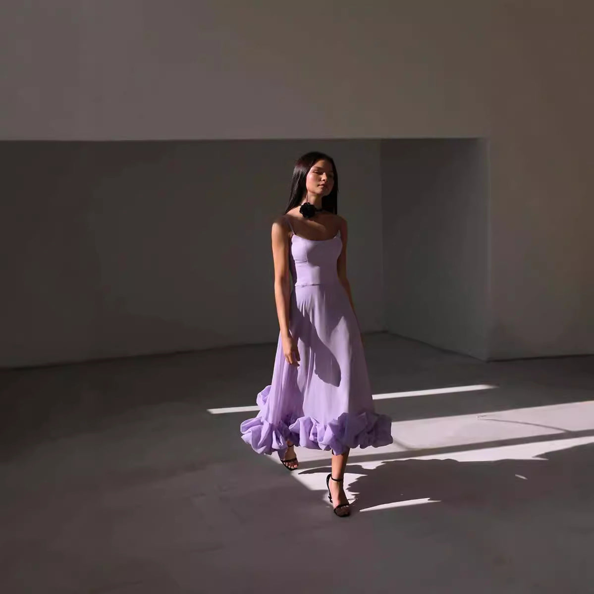 Women's Spaghetti-Strap Floral A-Line Maxi Evening Dress