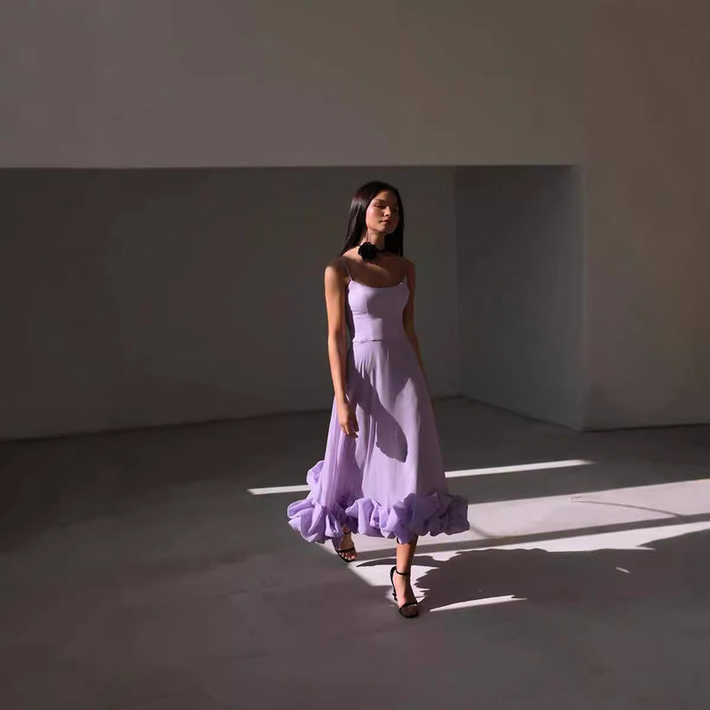 Women's Spaghetti-Strap Floral A-Line Maxi Evening Dress