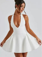 Women's Halter Evening Dress - White