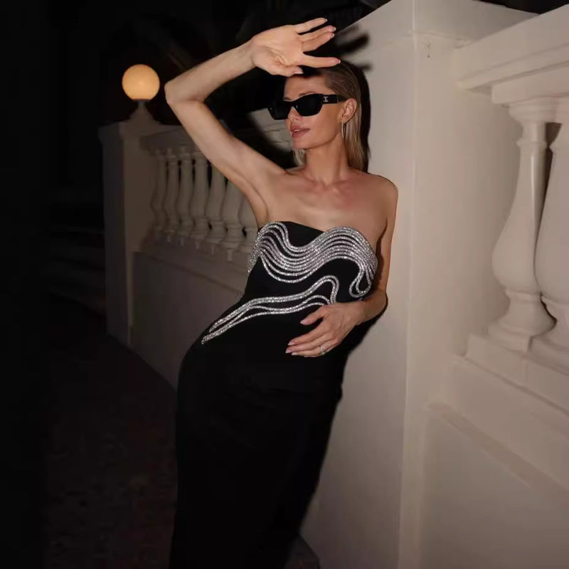 Women's Strapless Bandage Maxi Evening Dress
