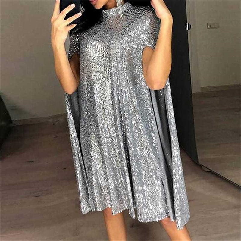 Women's Long-Sleeve Sequin Evening Dress with Slit
