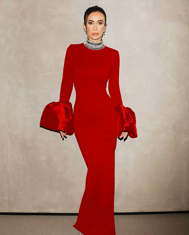 Women's Long-Sleeve Bandage Maxi Evening Dress
