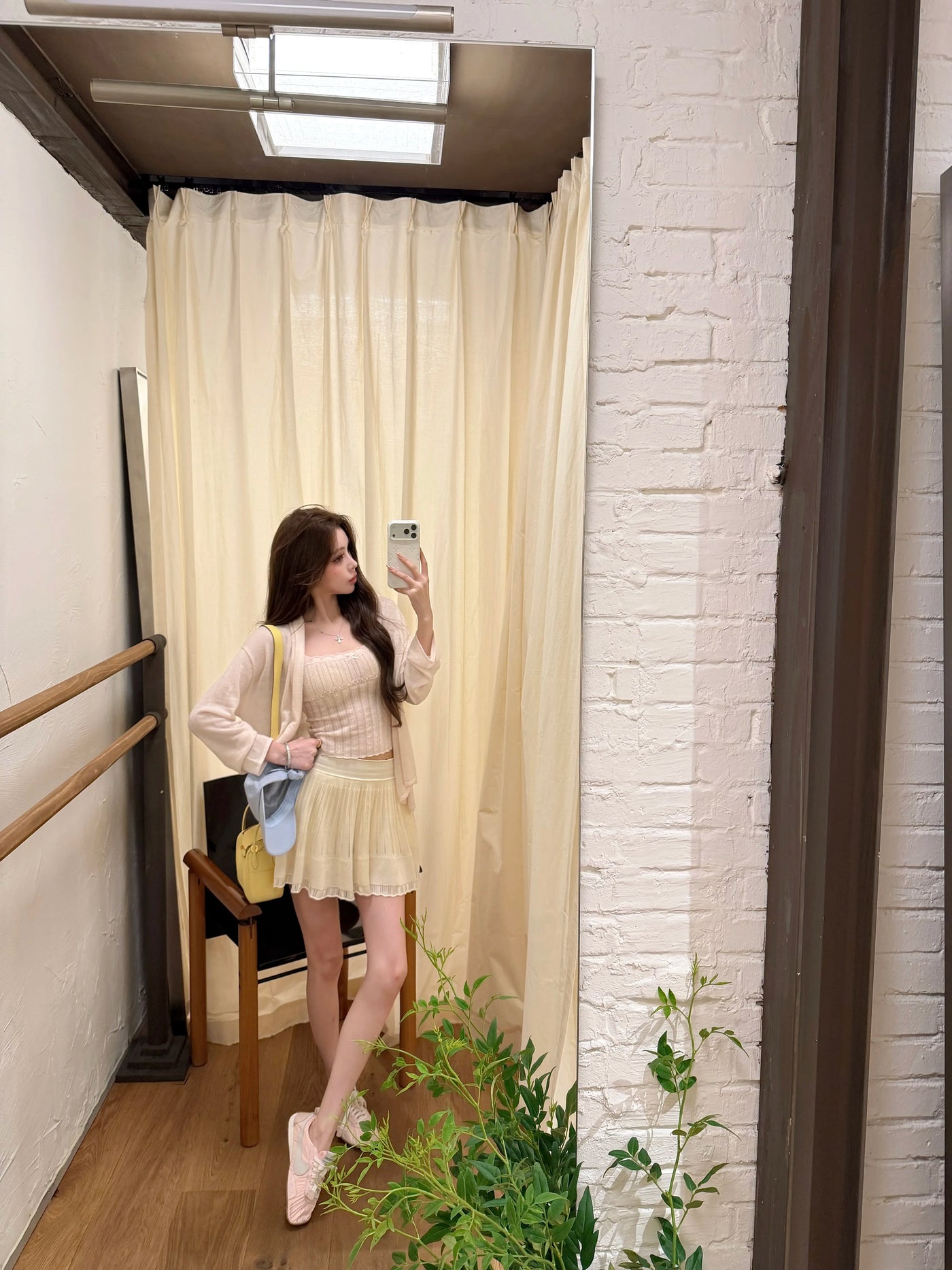 Fbblimit【夏日告白】莱赛尔天丝撞色木耳边针织开衫提花针织伞裙