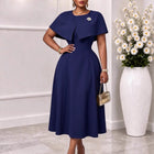 Women's Round-Neck A-Line Midi Evening Dress