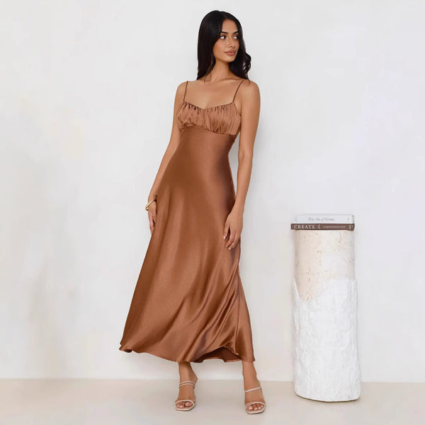 Women's Spaghetti-Strap Mermaid Maxi Evening Dress with Open Back
