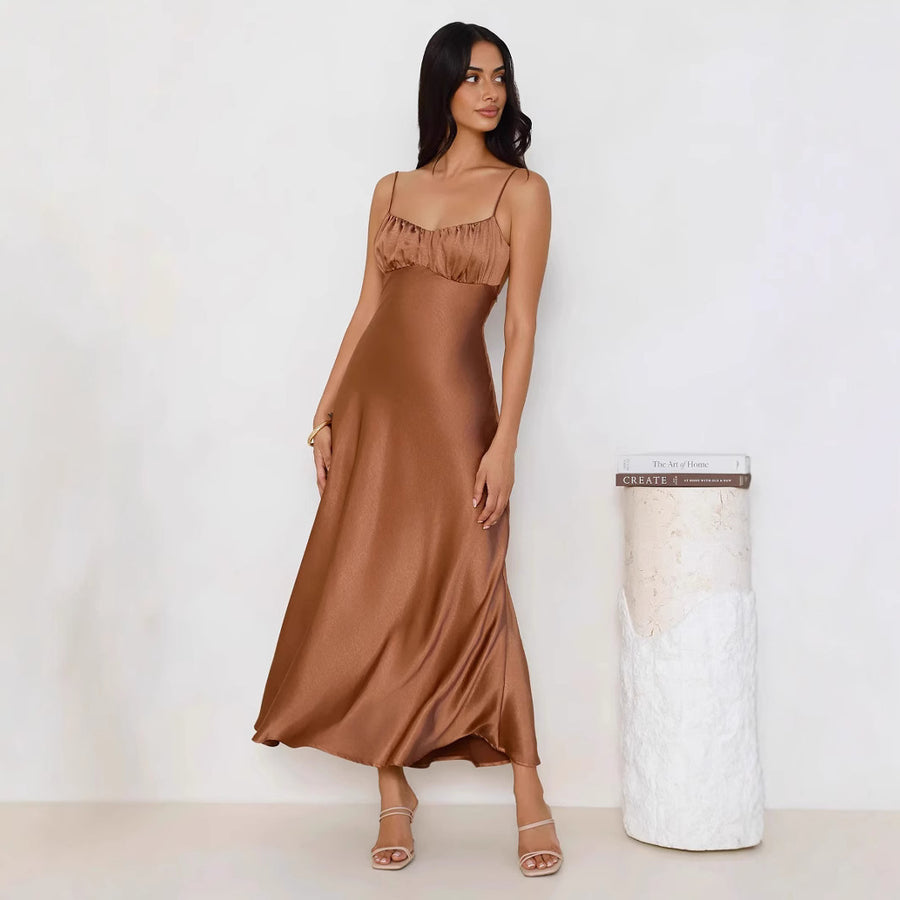 Women's Spaghetti-Strap Mermaid Maxi Evening Dress with Open Back