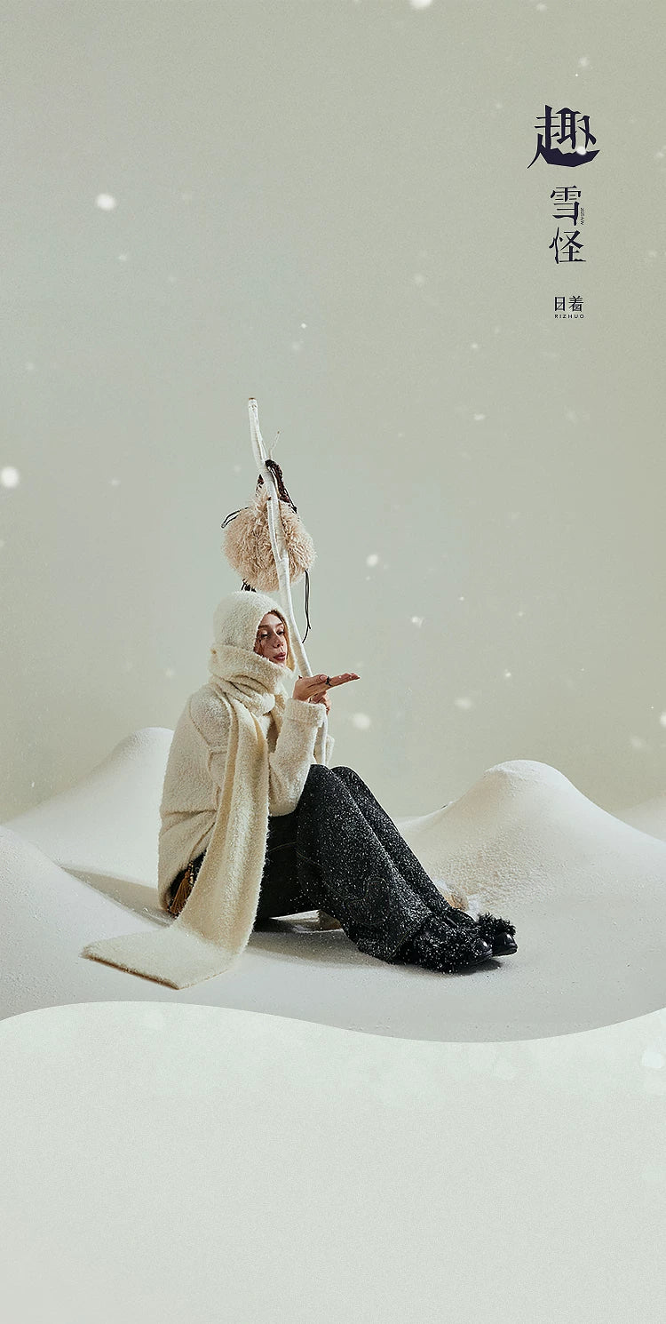 日着雪怪V领针织衫2026秋季新款宽松软糯慵懒保暖羊毛外搭上衣女