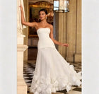 Women's Strapless 3D Floral Maxi Evening Dress - White