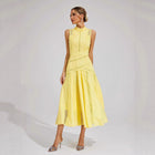 Women's Sleeveless Lace-Panel Maxi Evening Dress