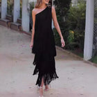 Women's One-Shoulder Fringe Evening Dress