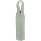Halter Deep-V Maxi Evening Dress