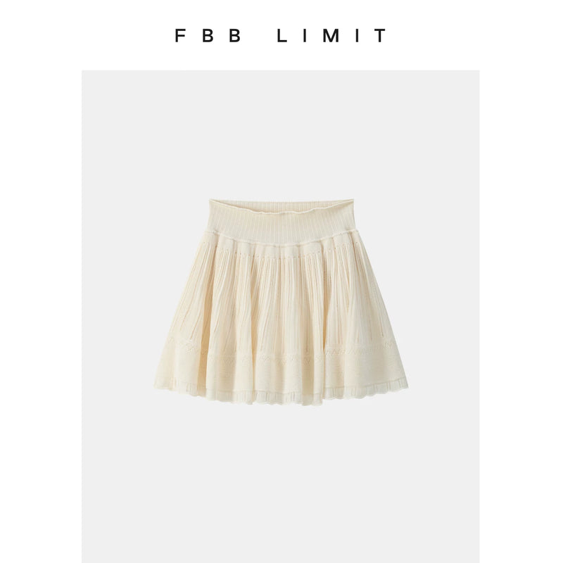 Fbblimit【夏日告白】莱赛尔天丝撞色木耳边针织开衫提花针织伞裙