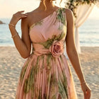 Floral Chiffon High-Waist Maxi Dress